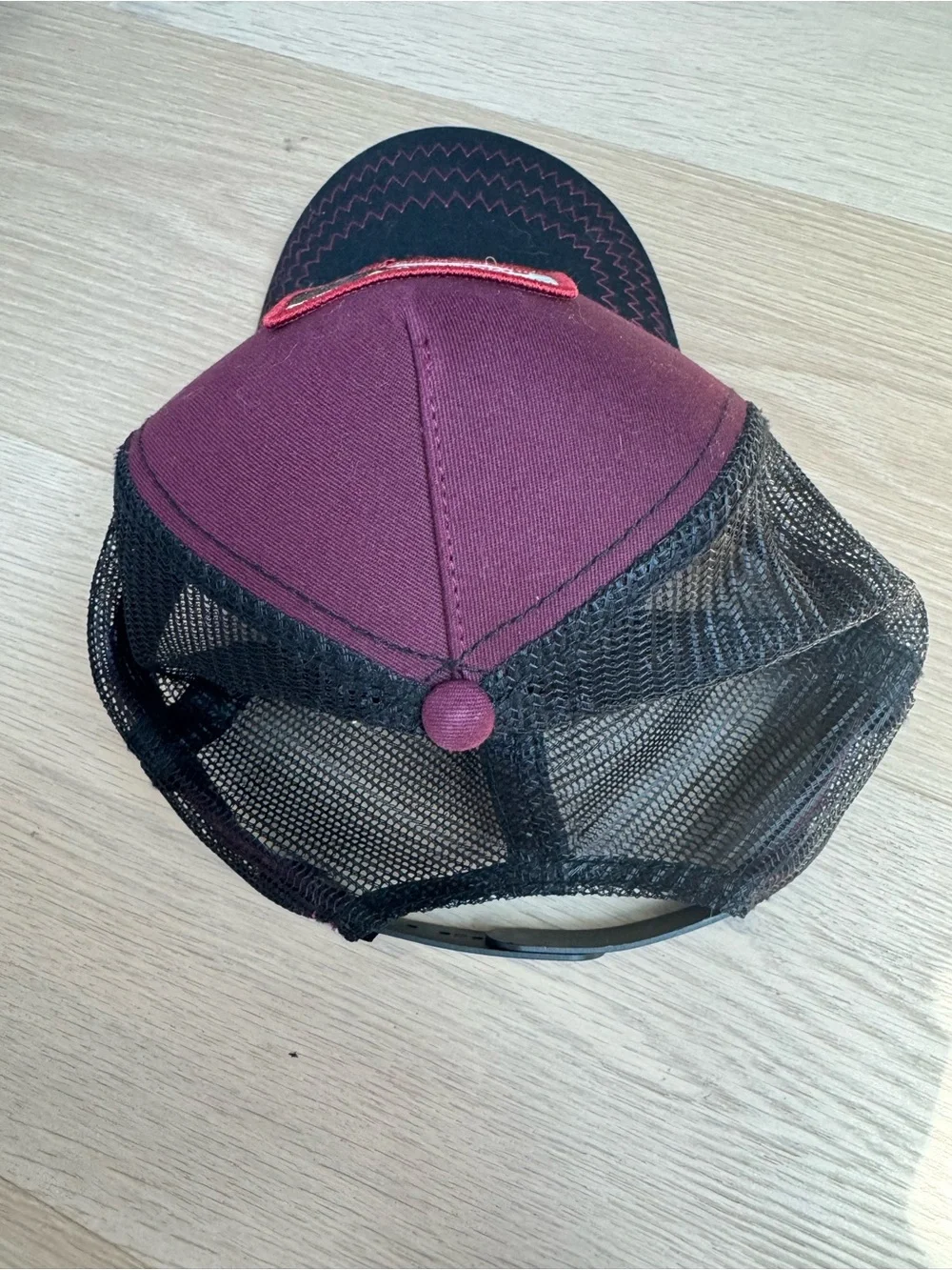 Goorin Bros Maroon and Black Bull Patch Trucker Hat